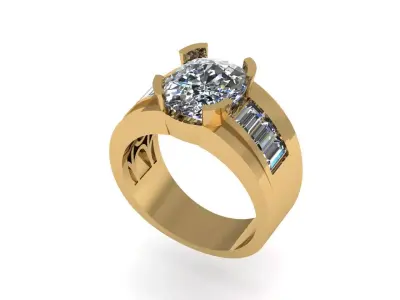 Men diamond ring 3d render 3D print model