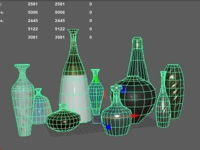 Decoration Vase Pot Set Low-poly 3D model
