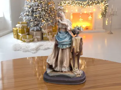 Woman Fruit Statue low-poly PBR Ornament figurine VR-AR Low-poly 3D model