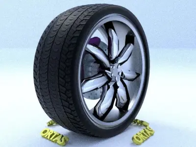 ORTAS CAR RIM 61-62 GAME READY RIM AND TIRE 3D Model Pack