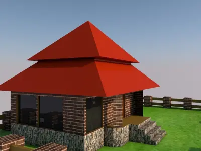 Cartoon house Low-poly 3D model