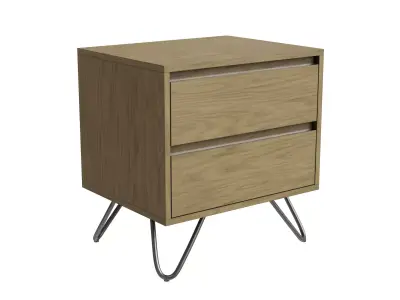 Light Walnut Effect Black Bedside Table Low-poly 3D model