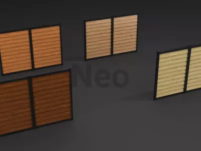 Low-Poly Wooden Fence 3D Model - Modern Wooden Fence 3 Low-poly 3D model