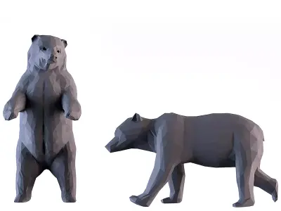 Bear LowPoly two bears 3D print model