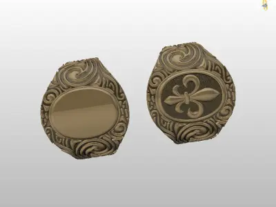 Royal lily ring Heraldic  3D print model
