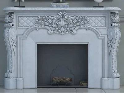 Classic Marble Fireplace 3D model