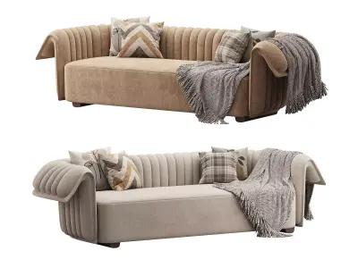 Curved Sofa Microfiber Leather 3D model
