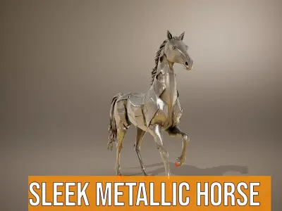 Sleek Metallic Horse model pack Low-poly 3D model