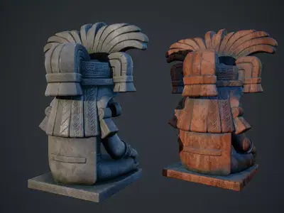 Aztec Statue 03 PBR Low-poly 3D model