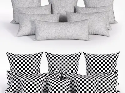 White Bed Pillows 01   3 sets   22 different Pillows  3D model