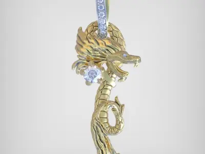 Dragon Earring and Pendant model 3D 0126 3D Model Pack