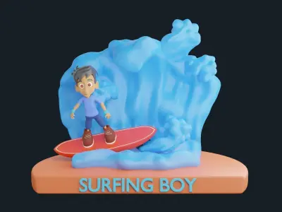 Surfing Boy 3D print model