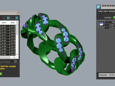 Diamond Cuban Ring  and Cuban ring without diamond 3D print model