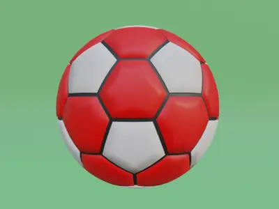 Red Soccer Ball Low-poly 3D model