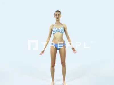 Beauty J Beach Animated Rigged Sports Woman Low-poly 3D model
