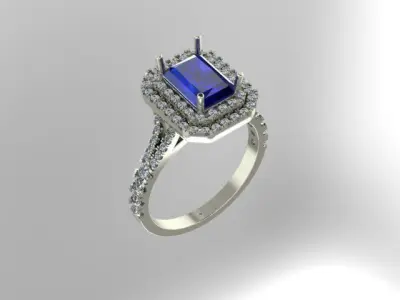 Brilliant Blue Sapphire  Engagement Ring   3D print model