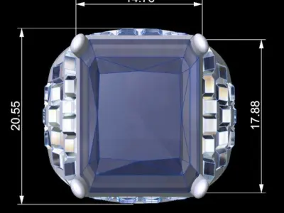 Baguette Princess Ring Free 3D print model