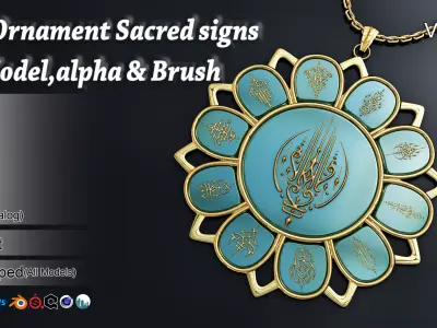 111 ornament sacred signs 3d Model alpha and brush Low-poly 3D model