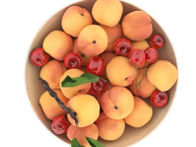 bowl of apricots and cherries 3D model