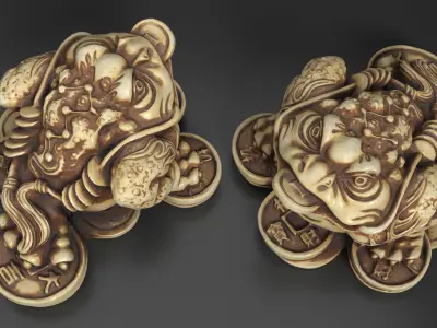 Feng Shui Wealth Toad - Three-Legged Money Frog Statue Low-poly 3D model