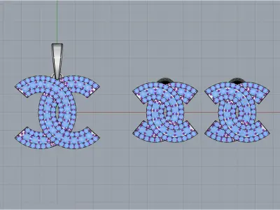 Pendant and Earrings set 50062 3D print model
