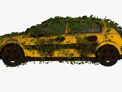 4K realistic low poly abandoned car with ivy 3D model