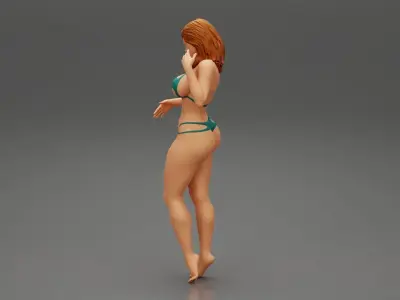 Beautiful young woman in bikini on the beach 3D print model