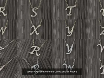 Jewelry Alphabet Pendant Collection 3D Model Pack