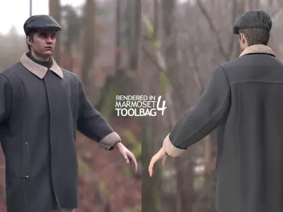 Man - Autumn Outfit 6 - Modular - Rigged Low-poly 3D model