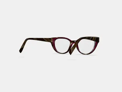 Camila Eyeglasses in Oxblood with Striped Elm 3D model