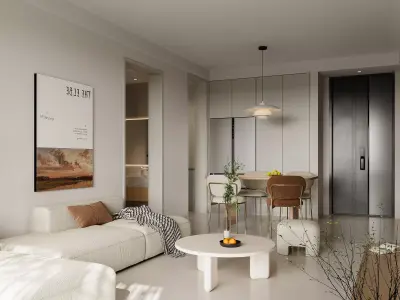 Modern living room dining room interior scenes 129 3D model