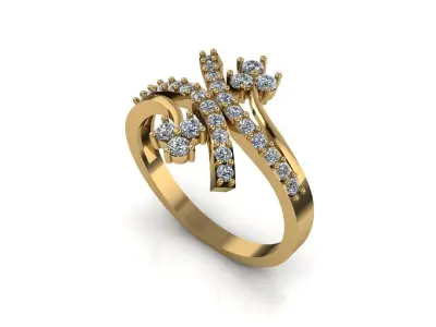 Elegant engagement diamond ring 3D print model