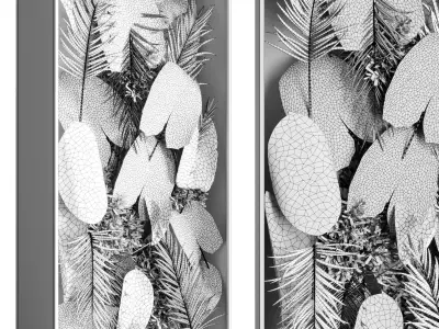 light box with tropical leaf garden in frame glass Smoked 01 3D model