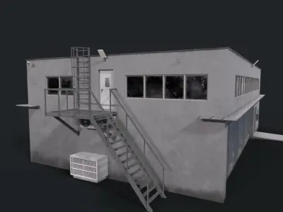 Warehouse building Low-poly 3D model Low-poly 3D model