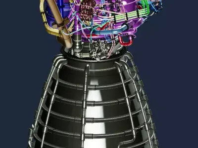 RS-25 Space Shuttle Rocket Engine Detail up version 3D print model