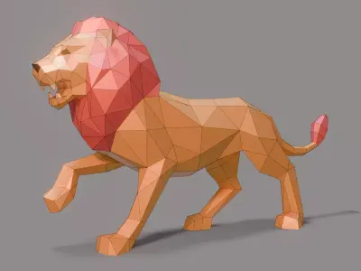 Polygonal Lion Low-poly 3D model