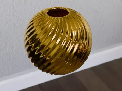 Golden Spiral Decorative Vase High-Quality 3D Model Low-poly 3D model