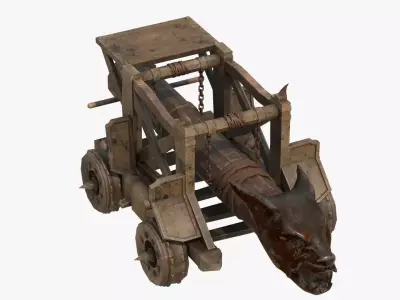 4K METAL WOLF HEAD SIEGE ENGINE WAR MACHINES BUILDER Low-poly 3D model