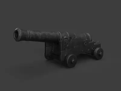 Realistic Cannon Low-poly 3D model