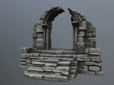 ruin gate Low-poly 3D model