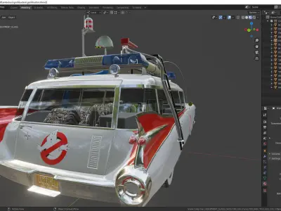 Goshtbusters Ecto-1 Wagon vehicle cadillac 1959 3D model