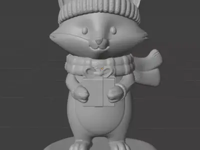 Christmas fox figurine 3D print model