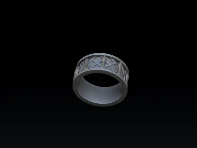 Jewelry Chess Ring With Enamel 3D print model