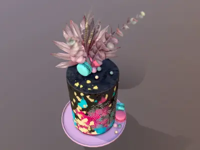 Luxury Turquoise Buttercream Cake Low-poly 3D model