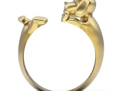 Dog ring silver gold jewelry printable 3D model 3D print model