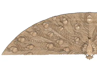 Cartouche-035 ornate peacock fan 3D model