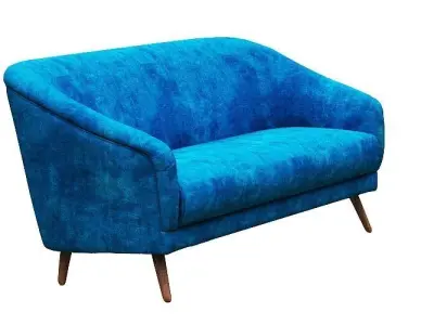 Classical sofa 3d model with fabric and wood textures Low-poly 3D model