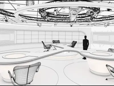 Virtual TV Studio News Set 28 3D model