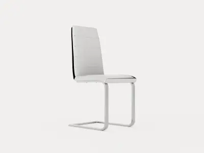 Cibus Dining Chair Artificial Leather White Chrome Low-poly 3D model