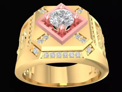 Luxury Square Diamond Signet Ring for Men  2958 3D print model